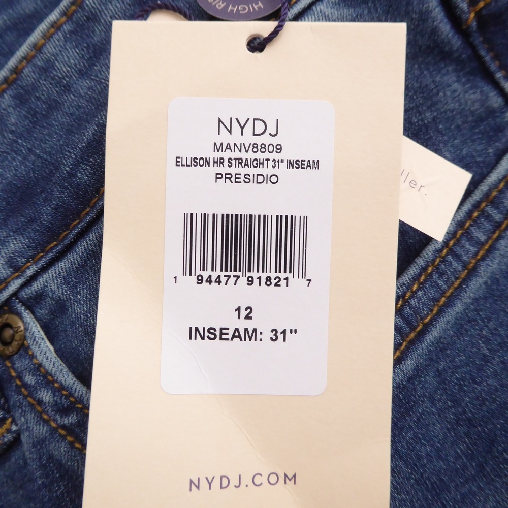 NYDJ Womens Jeans Presido Blue Ellison High Rise Straight Leg 12 - Picture 7 of 9